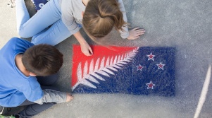 Silver-Fern-Red-White-and-Blue-drawn-on-the-ground-with-chalk